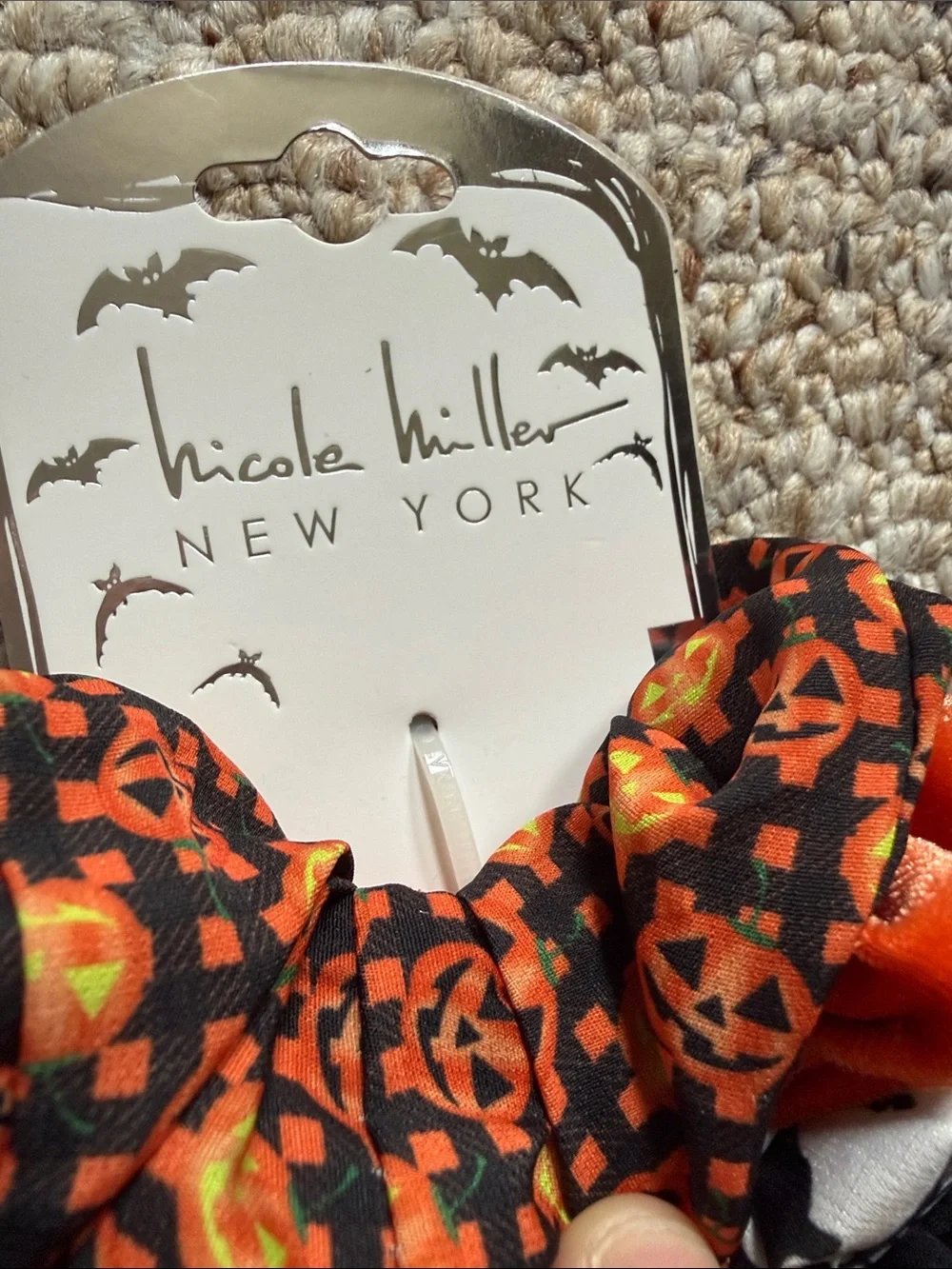 Nicole Miller Halloween Kids Scrunchie Set - Orange, Black, White, Purple